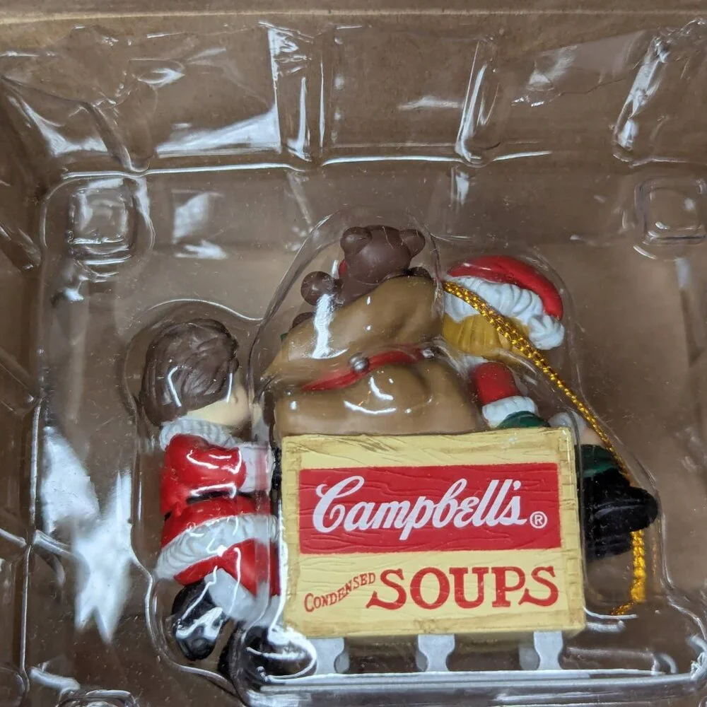 Vintage 1996 Campbell's Soup Kids Sled Christmas Ornament w/Original Box